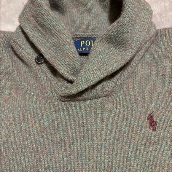 Ralph Lauren shawl collar sweater green boys 10 12 - Picture 2 of 5